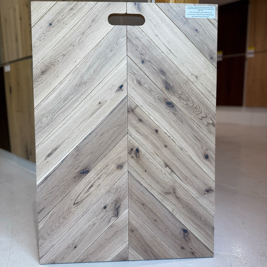Kensington Engineered Real Wood Chevron Oak Invisible Raw Matt Lacquered 